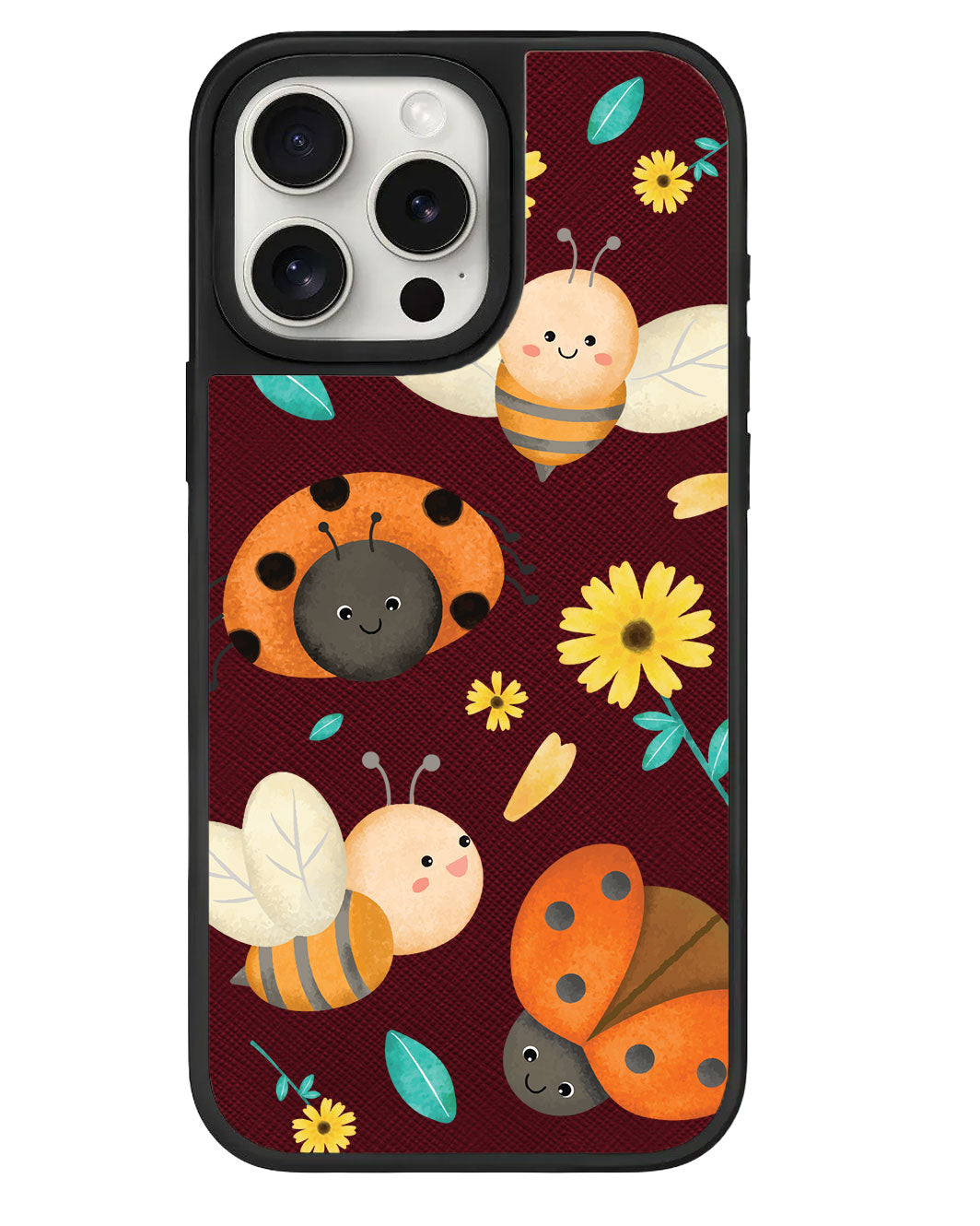ที่จับหนังสำหรับ iPhone - ลาย Ladybug & Bee