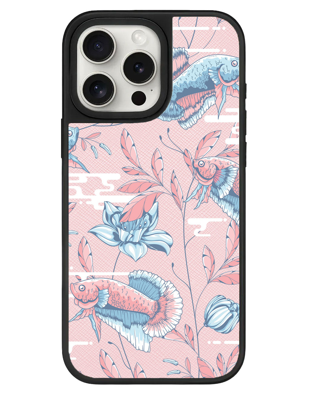 ที่จับหนังสำหรับ iPhone - ลายปลาและดอกไม้ 3.0