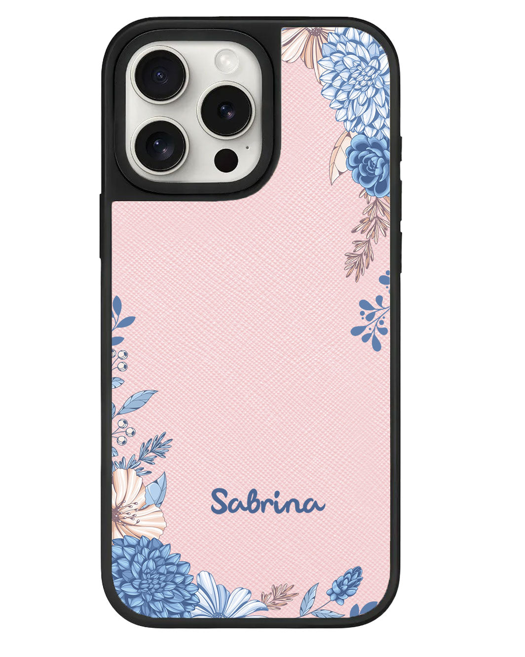 ที่จับหนังสำหรับ iPhone - ลายดอกไม้สีน้ำเงิน