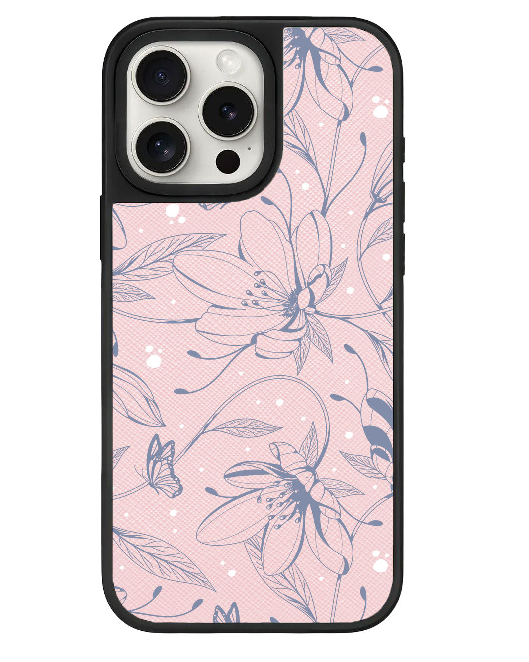 เคสหนังสำหรับ iPhone - Sketchy Flower & Butterfly 2.0