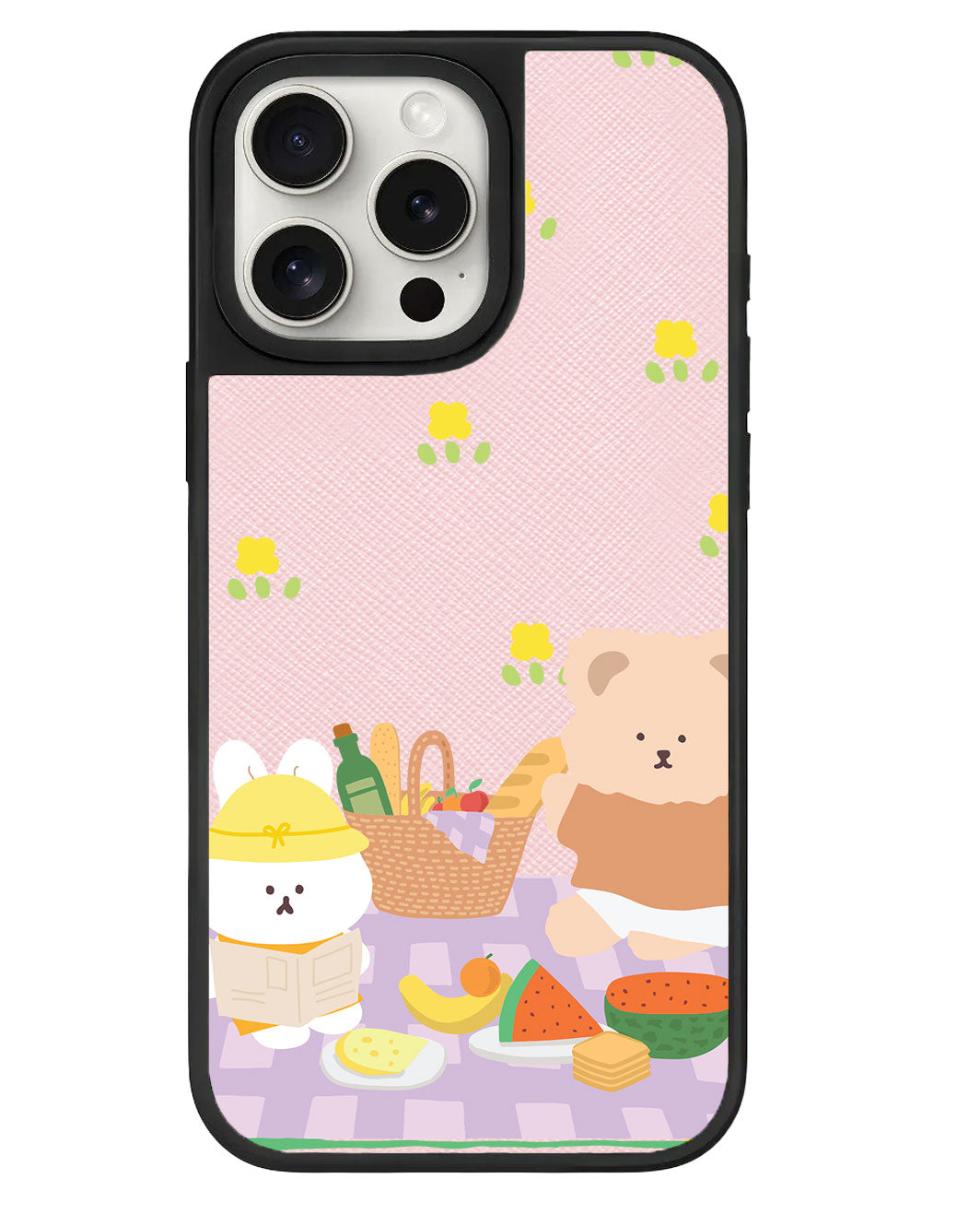 ปลอกหนังสำหรับ iPhone - สี Picnic Bear สีม่วง