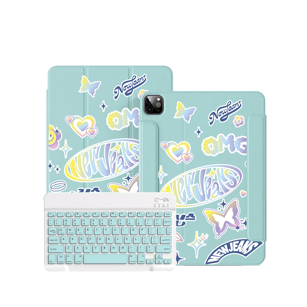 ฝาพับคีย์บอร์ดไร้สายสำหรับ iPad / Android Tab - New Jeans OMG 2.0