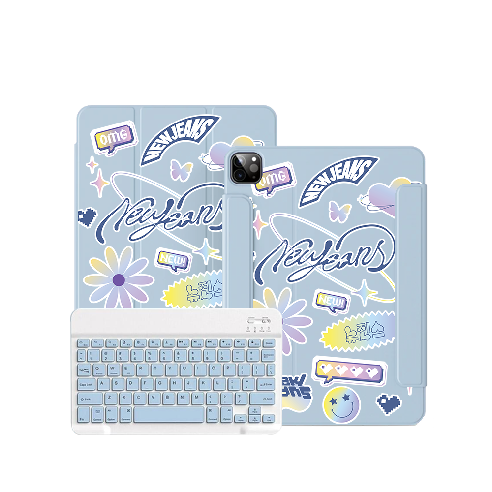 ฝาพับคีย์บอร์ดไร้สายสำหรับ iPad / Android Tab - New Jeans OMG 1.0