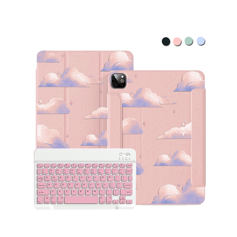 ฝาพับคีย์บอร์ดไร้สายสำหรับ iPad / Android - สีพาสเทลคลาวด์
