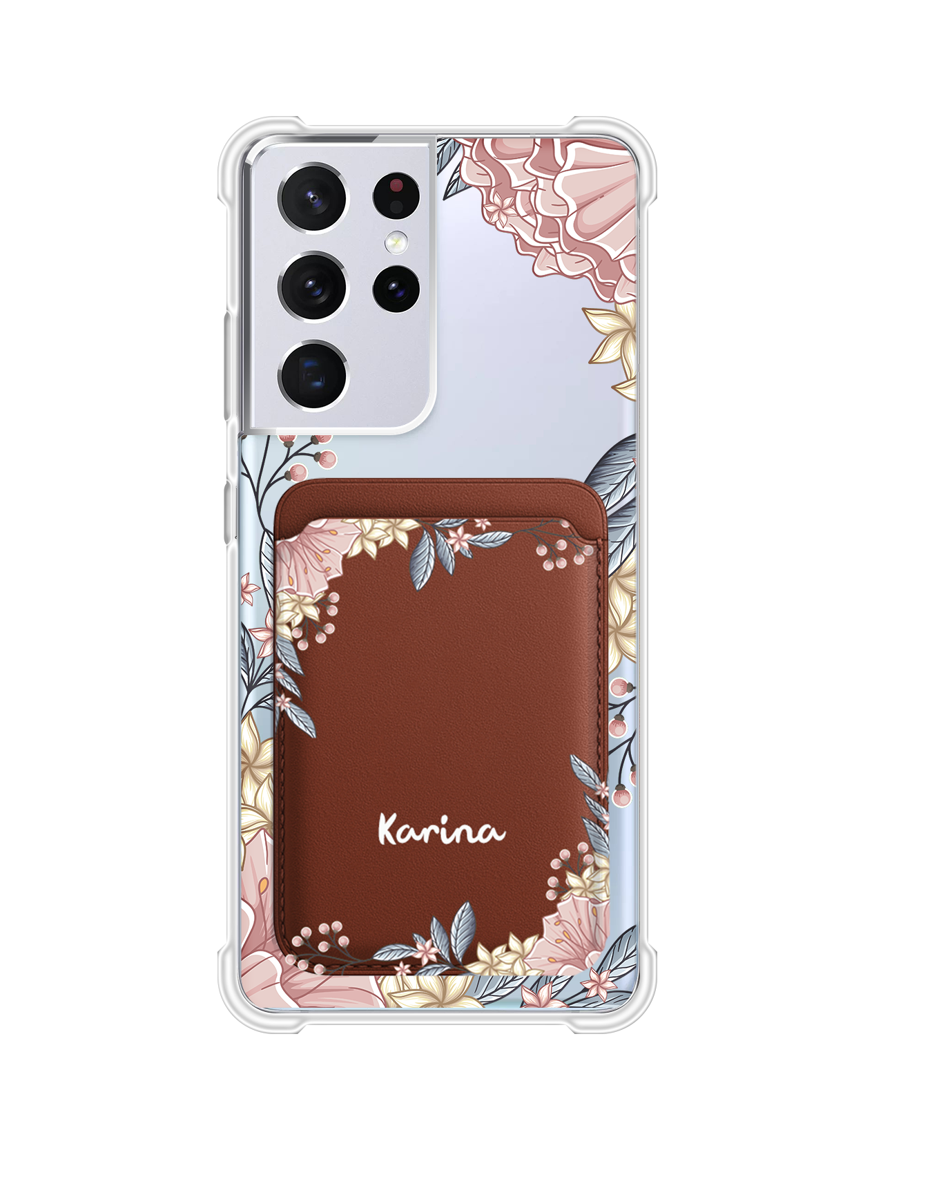 Android Magnetic Wallet Case - Pink Florals