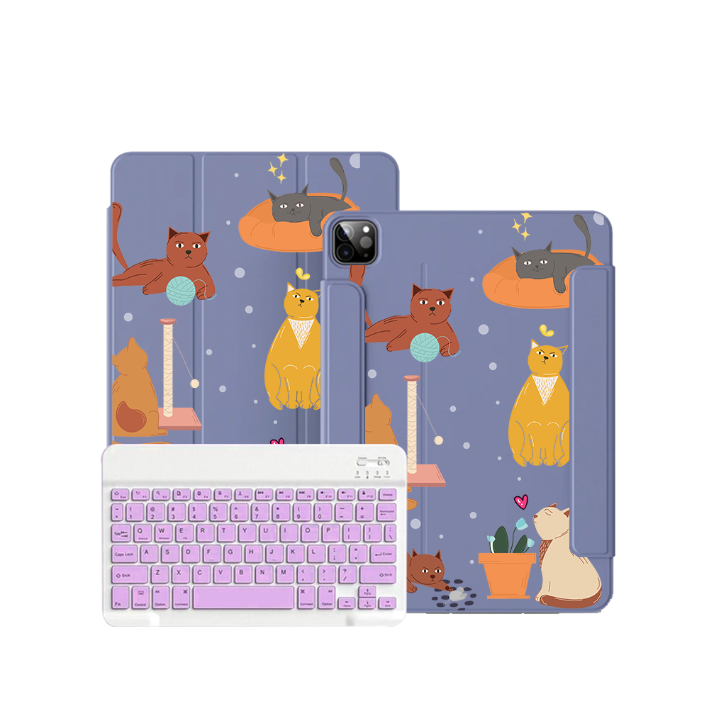 ฝาพับคีย์บอร์ดไร้สายสำหรับ iPad / Android Tab - Playful Cat 1.0
