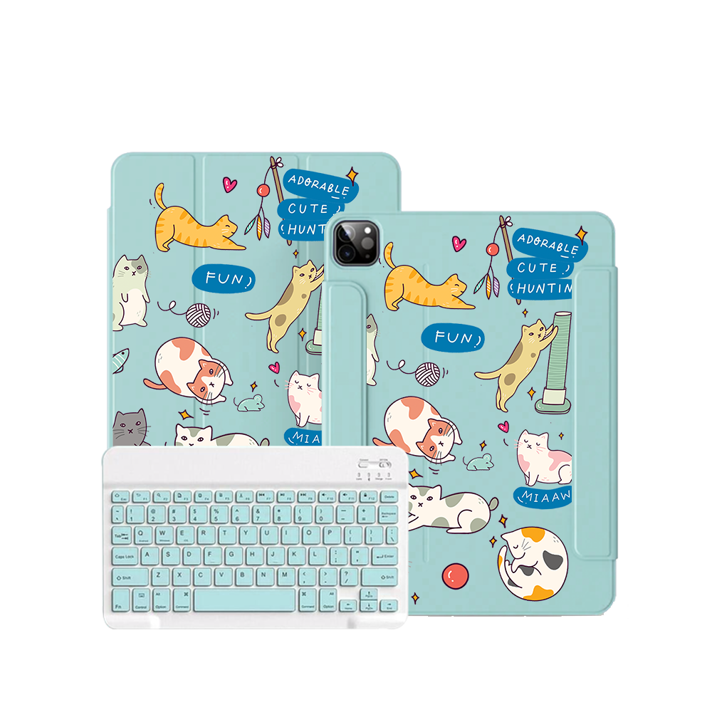 ฝาพับคีย์บอร์ดไร้สายสำหรับ iPad / Android Tab - Playful Cat 2.0