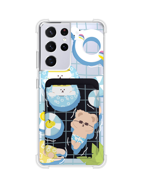 เคส Android Magnetic Wallet - สีฟ้า Pool Party