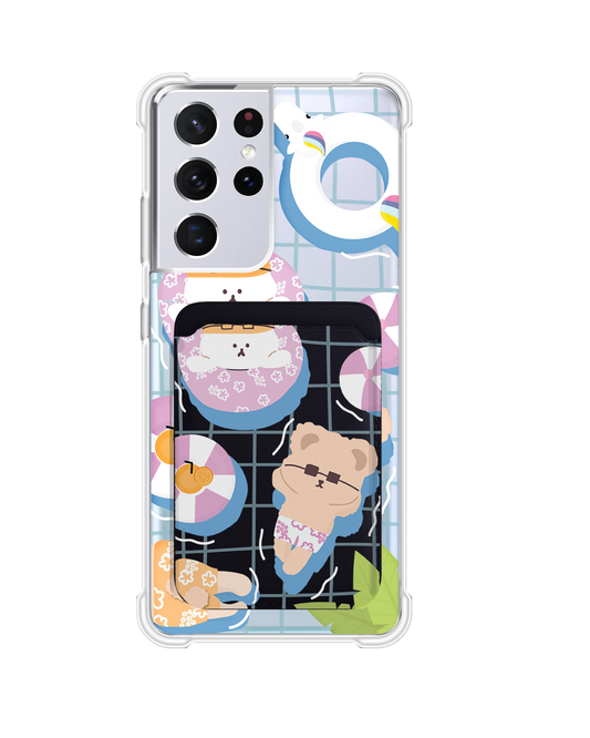 เคส Android Magnetic Wallet - สีชมพู Pool Party