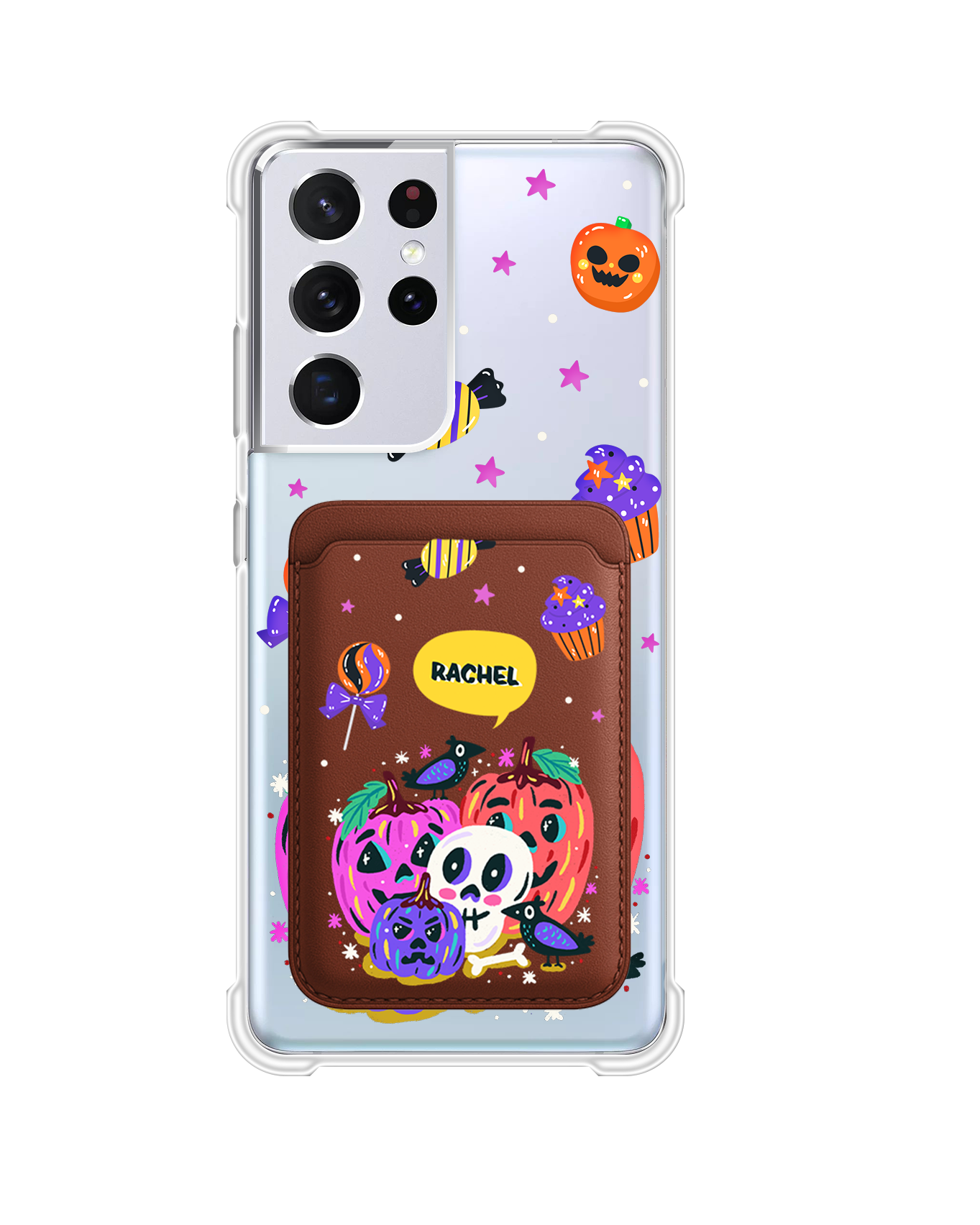 เคสกระเป๋าสตางค์แม่เหล็กสำหรับ Android - Pumpkins Monster