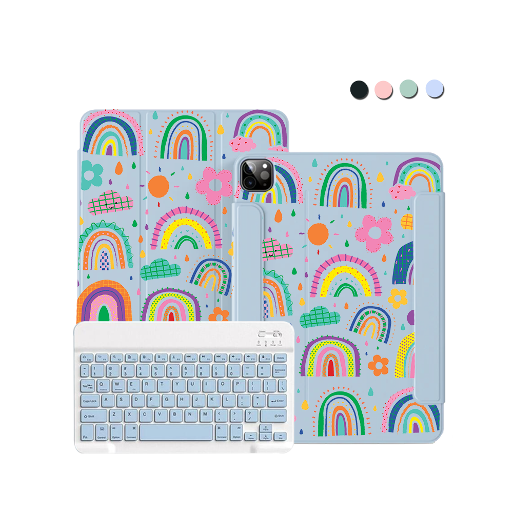 ฝาพับคีย์บอร์ดไร้สายสำหรับ iPad / Android - สีรุ้ง