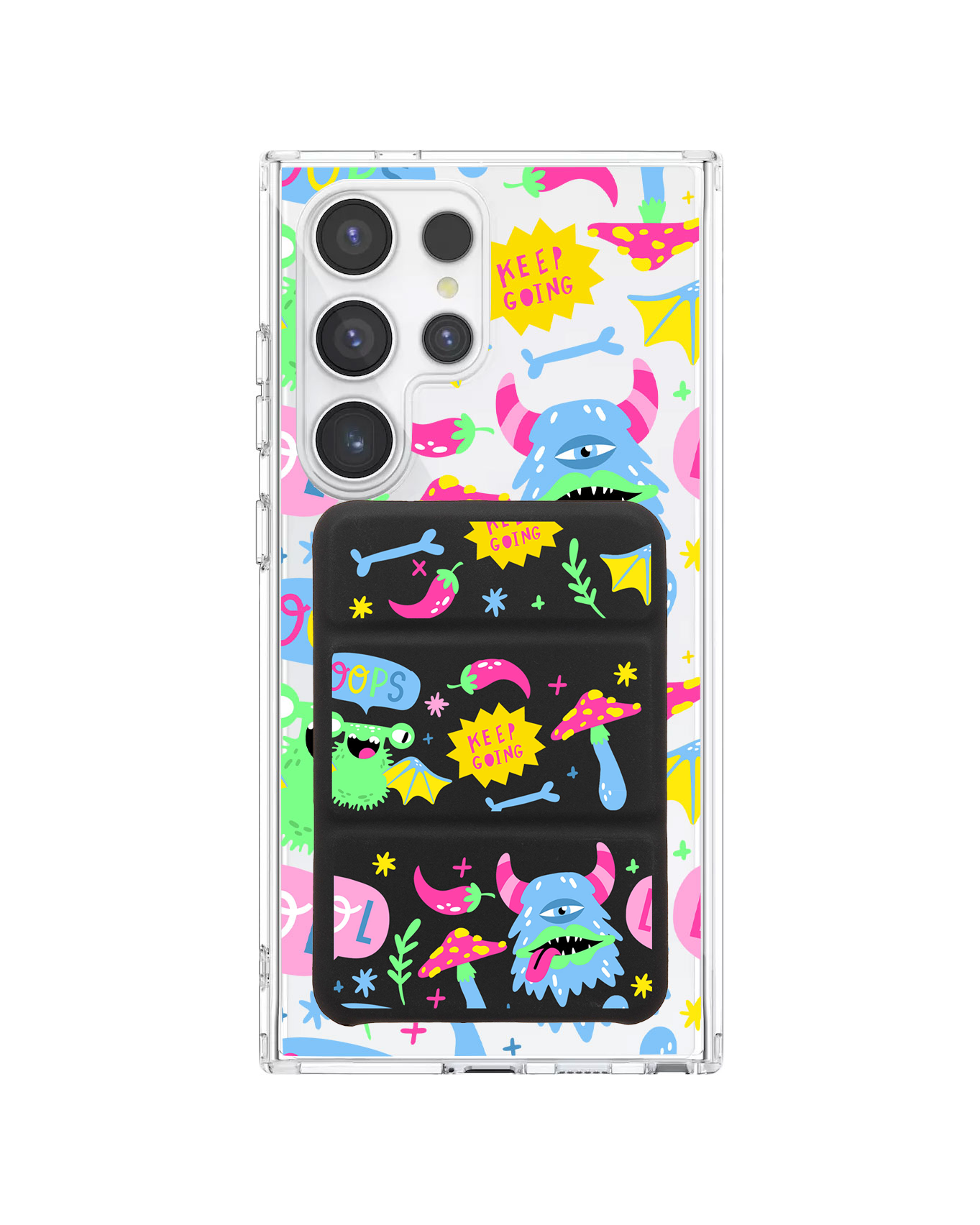 เคสกระเป๋าสตางค์พับสามทบแบบแม่เหล็กสำหรับ Android - Monster Say Keep Going