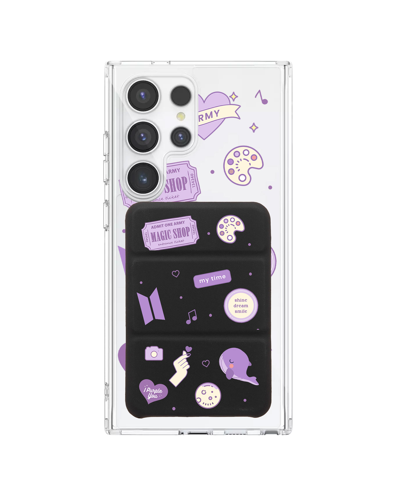 เคสกระเป๋าสตางค์พับสามทบแบบแม่เหล็กสำหรับ Android - แพ็คสติ๊กเกอร์ BTS