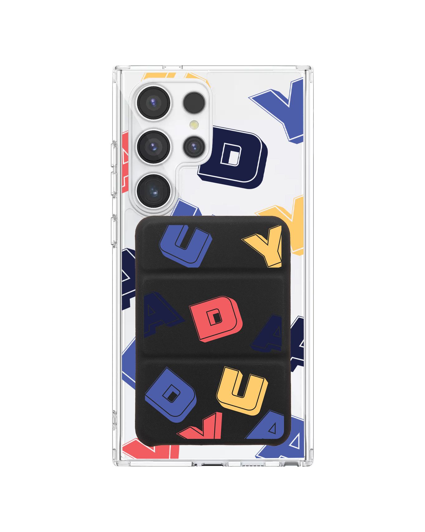 เคสกระเป๋าสตางค์พับสามทบแบบแม่เหล็กสำหรับ Android - ลายโมโนแกรมสุดเท่