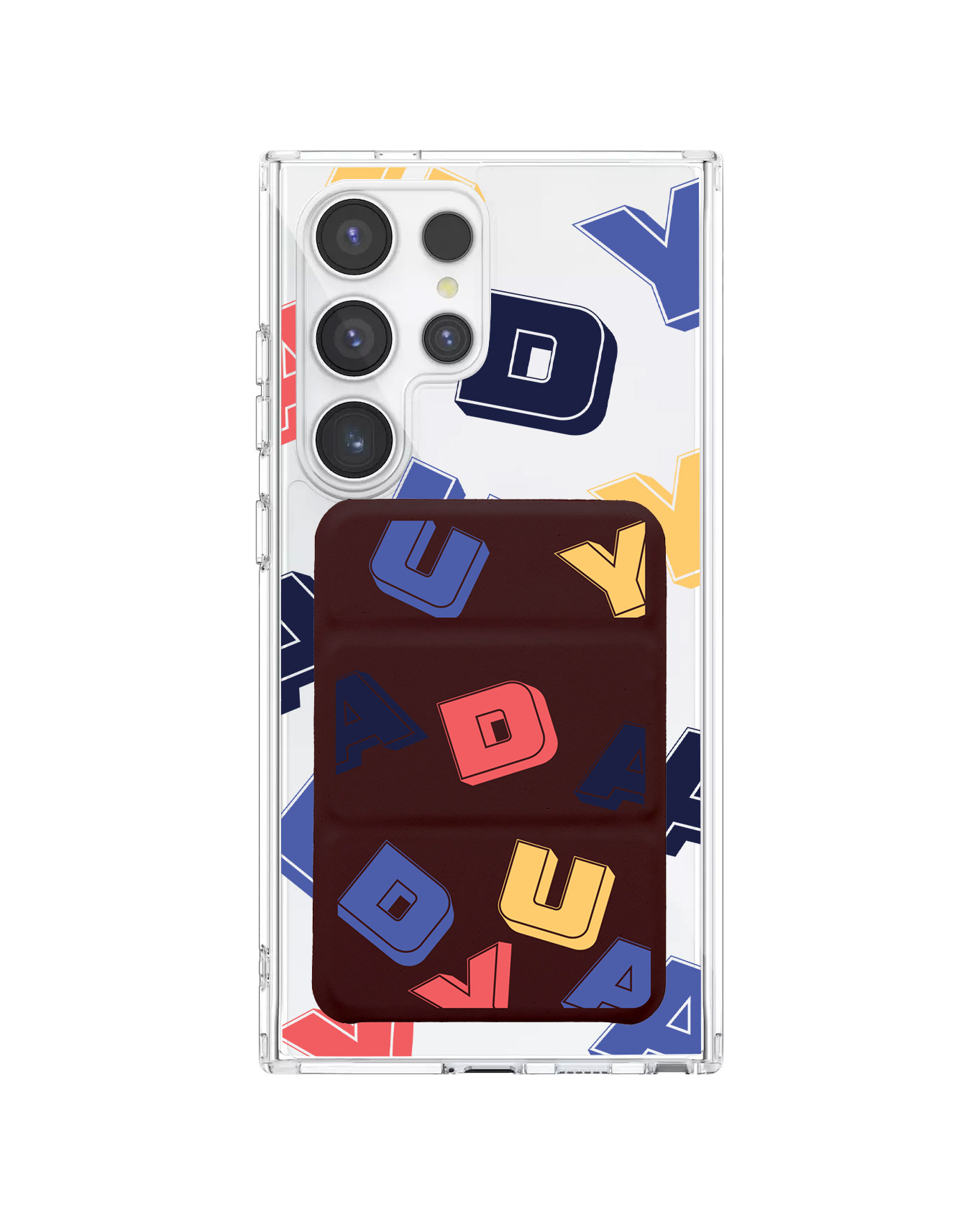 เคสกระเป๋าสตางค์พับสามทบแบบแม่เหล็กสำหรับ Android - ลายโมโนแกรมสุดเท่