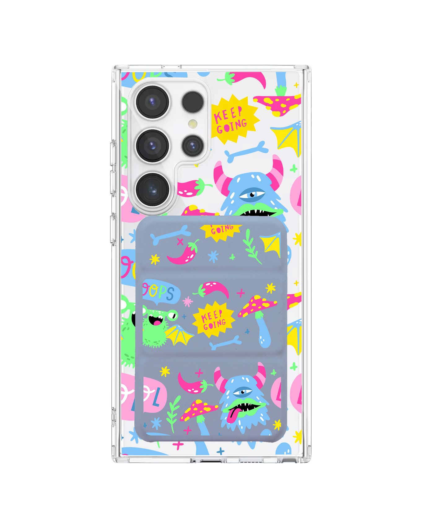 เคสกระเป๋าสตางค์พับสามทบแบบแม่เหล็กสำหรับ Android - Monster Say Keep Going