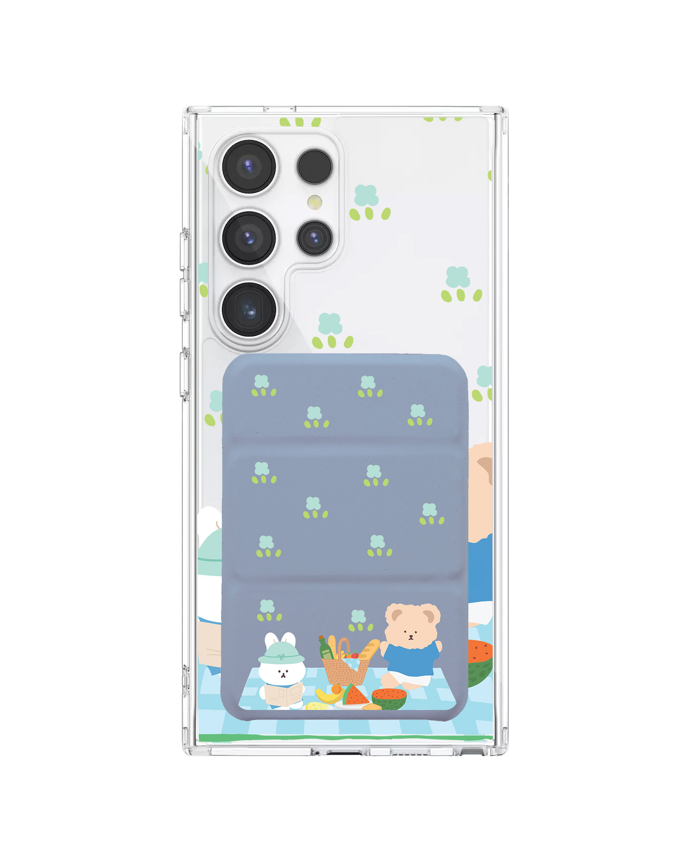 เคสกระเป๋าสตางค์พับสามทบแบบแม่เหล็กสำหรับ Android - สี Picnic Blue