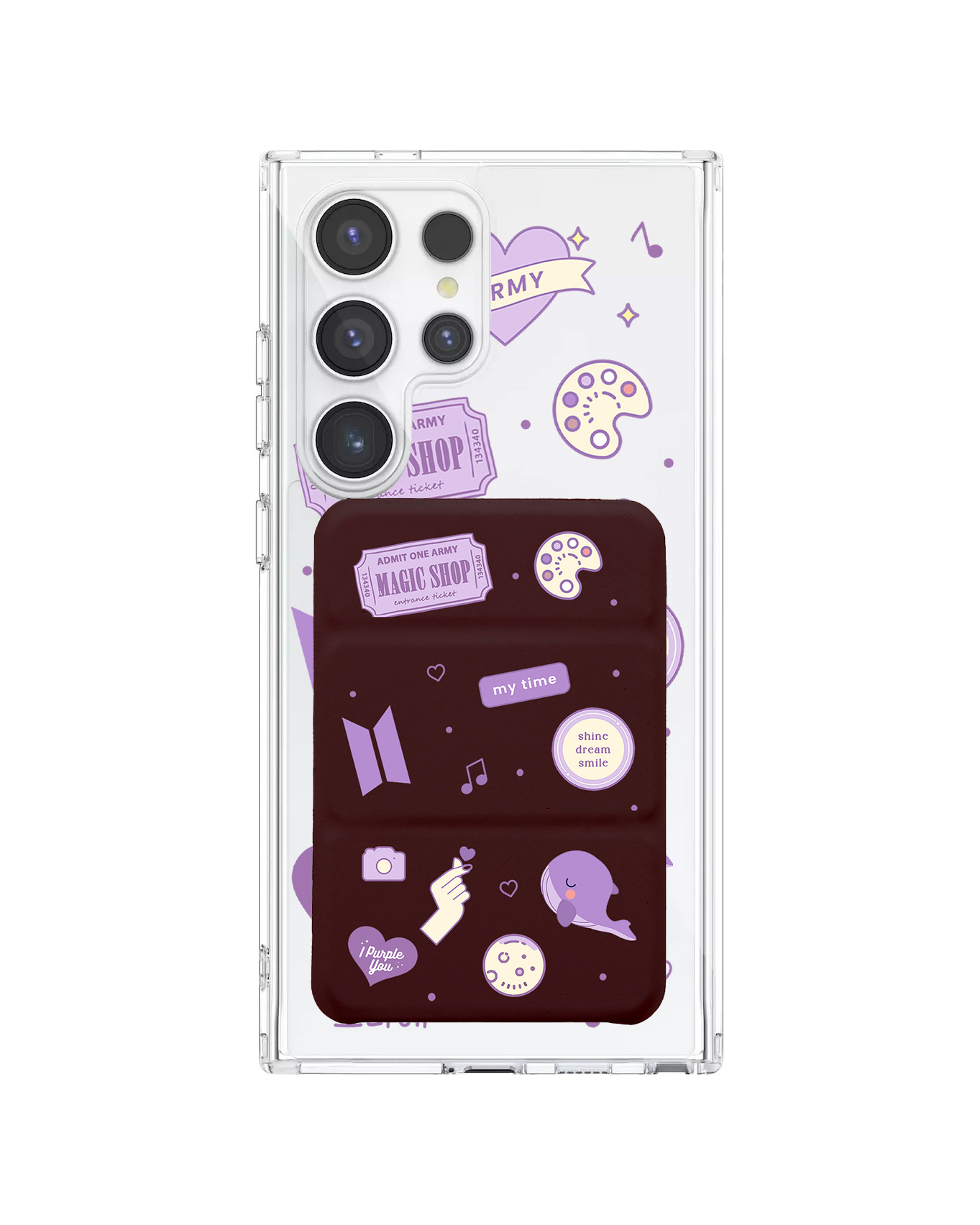 เคสกระเป๋าสตางค์พับสามทบแบบแม่เหล็กสำหรับ Android - แพ็คสติ๊กเกอร์ BTS