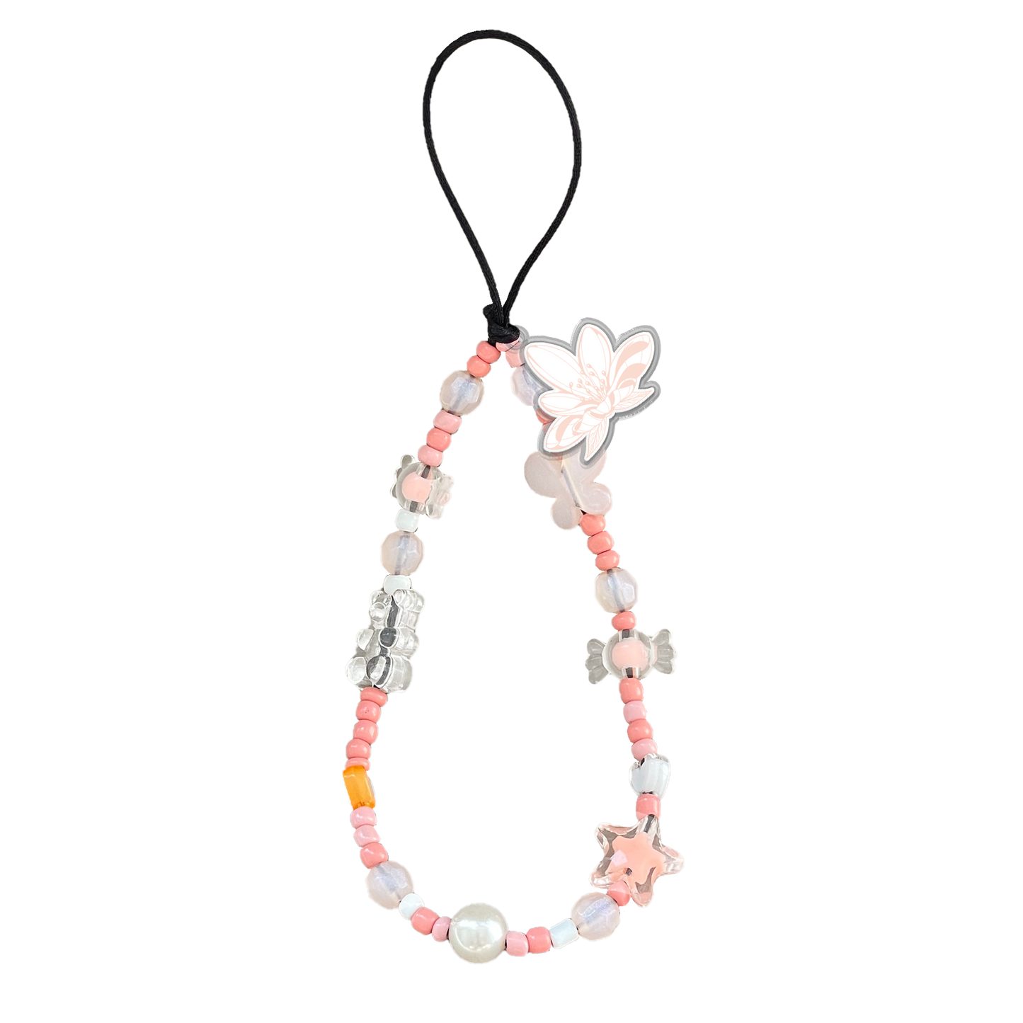 Beaded Strap with Acrylic Charm - Sketchy Flower 1.0