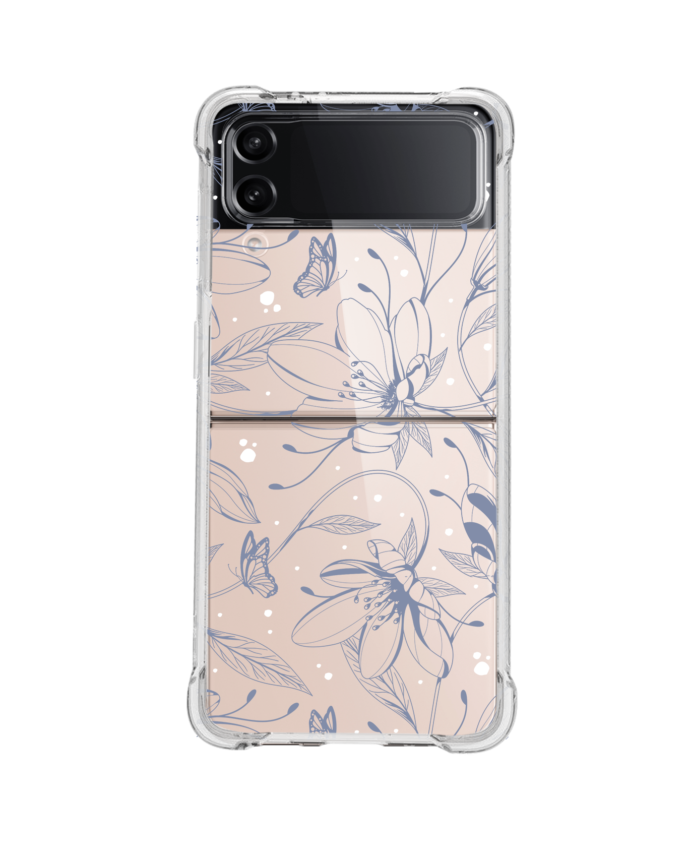 Android Flip / Fold Rearguard Hybrid - Sketchy Flower & Butterfly 2.0