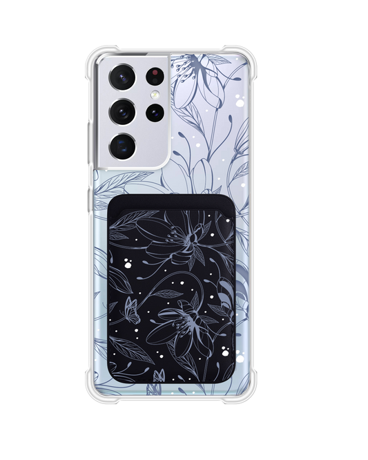 Android Magnetic Wallet Case - Sketchy Flower & Butterfly 2.0
