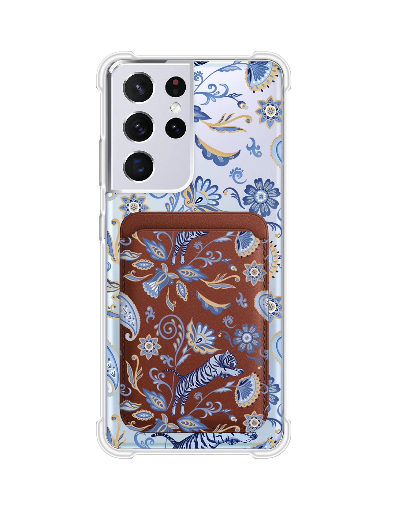 Android Magnetic Wallet Case - Tiger & Floral