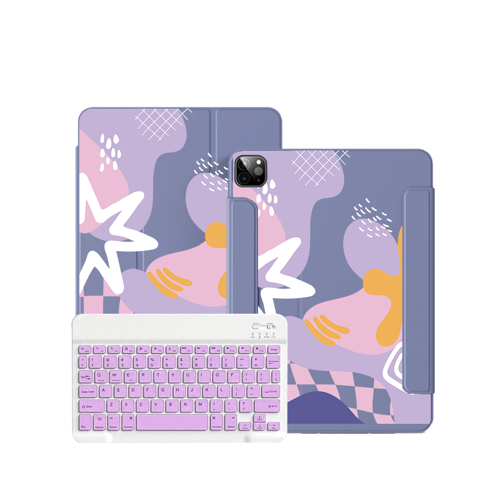 ฝาพับคีย์บอร์ดไร้สายสำหรับ iPad / Android Tab - ดอกไม้นามธรรม 4.0