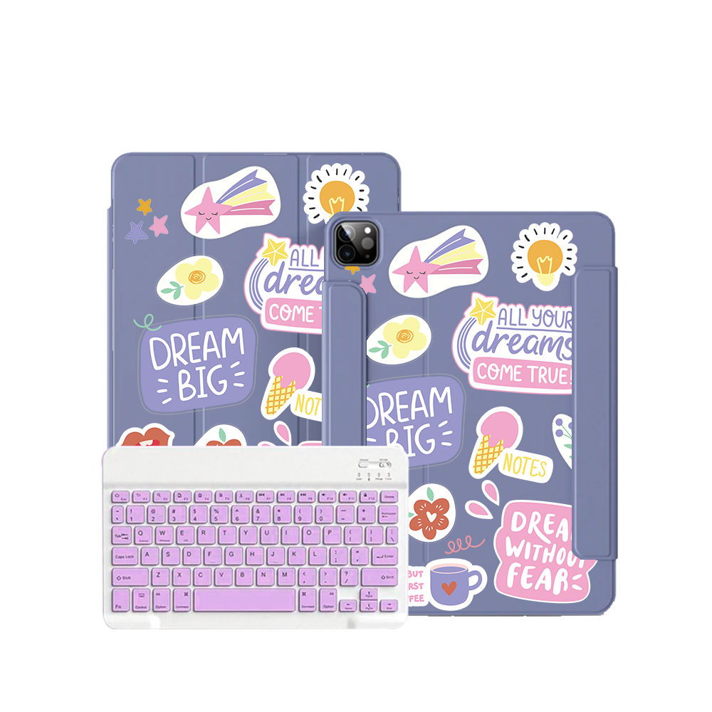 คีย์บอร์ดไร้สายแบบพลิกได้สำหรับ iPad / Android Tab - แพ็คสติกเกอร์ Dream