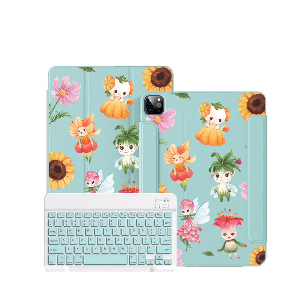 iPad / Android Tab Wireless Keyboard Flipcover - Magical Garden