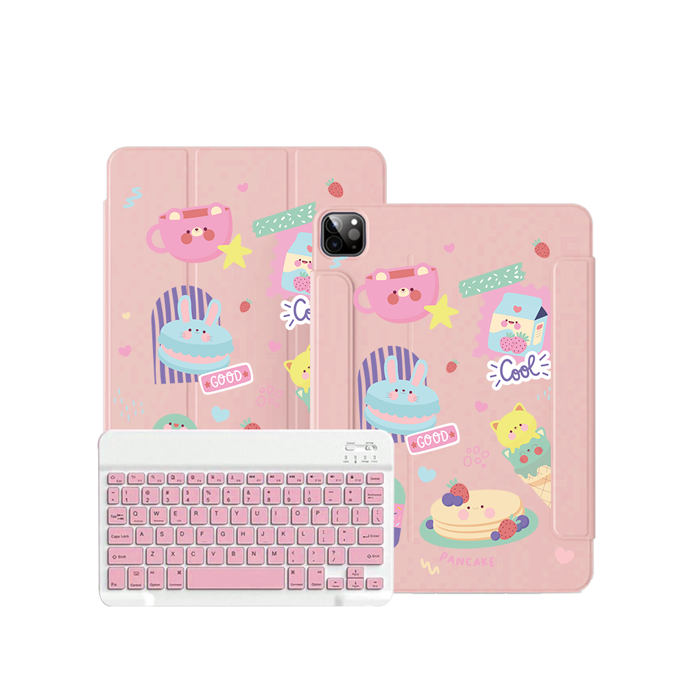 ฝาพับคีย์บอร์ดไร้สายสำหรับ iPad / Android - Sweet Cafe