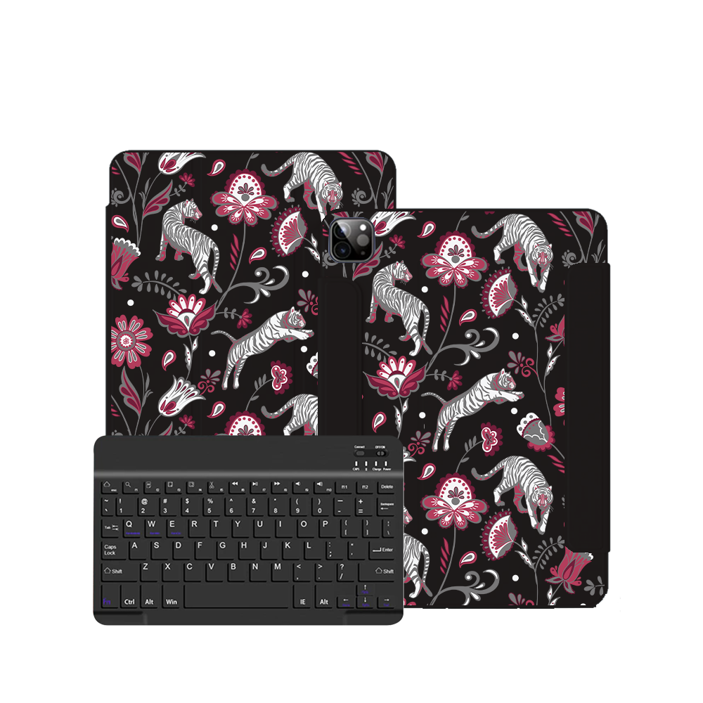 ฝาพับคีย์บอร์ดไร้สายสำหรับ iPad / Android Tab - Tiger & Floral 6.0