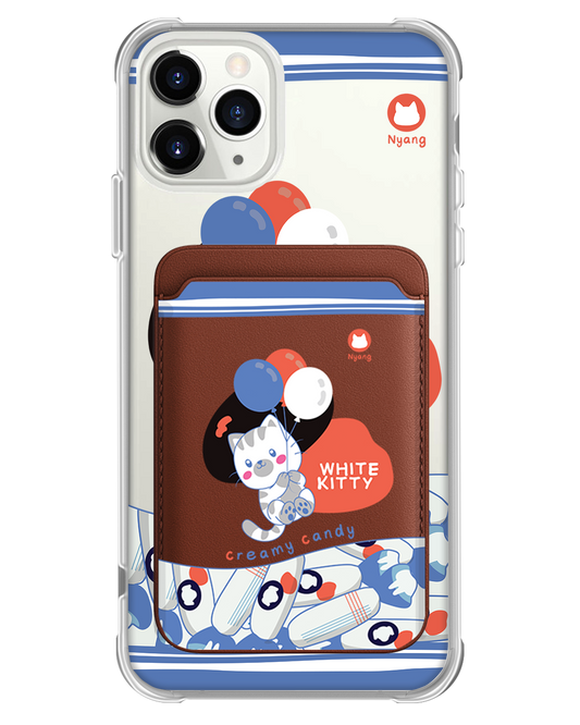 حافظة محفظة مغناطيسية للآيفون - قطة بيضاء