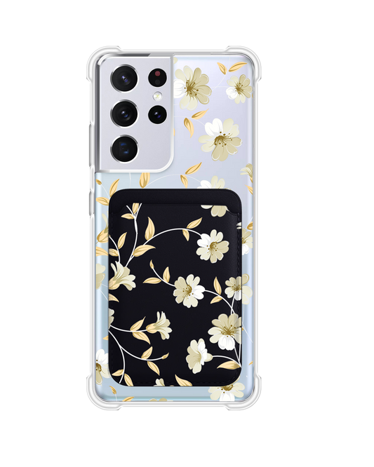 Android Magnetic Wallet Case - White Magnolia