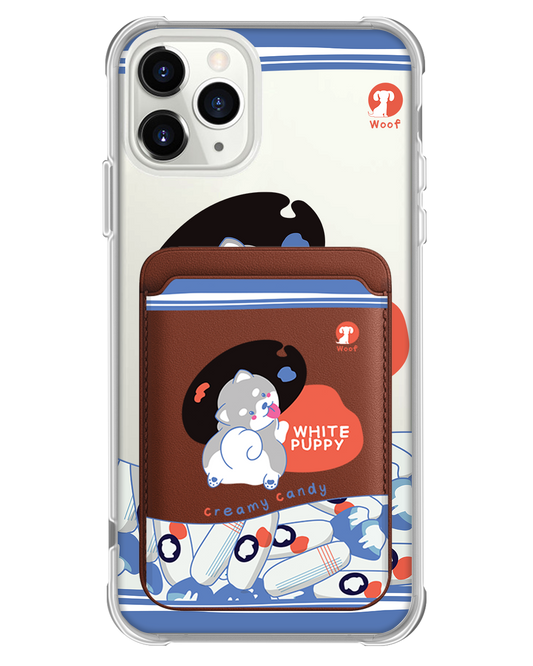 حافظة محفظة مغناطيسية للآيفون - جرو أبيض