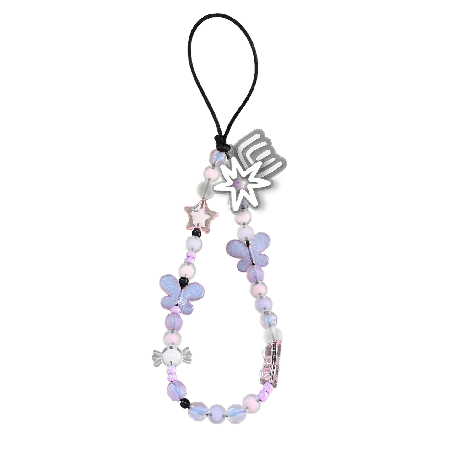 Beaded Strap with Acrylic Charm - Abstract Flower 4.0