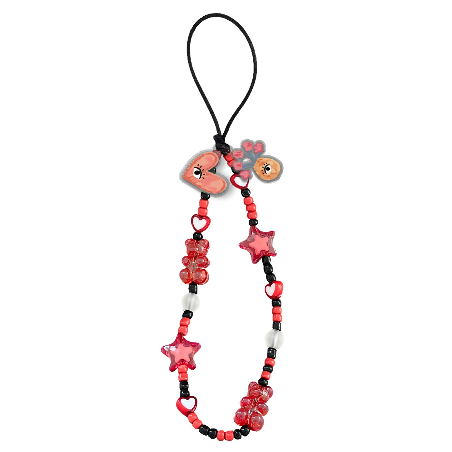 Beaded Strap with Acrylic Charm - Abstract Lovers