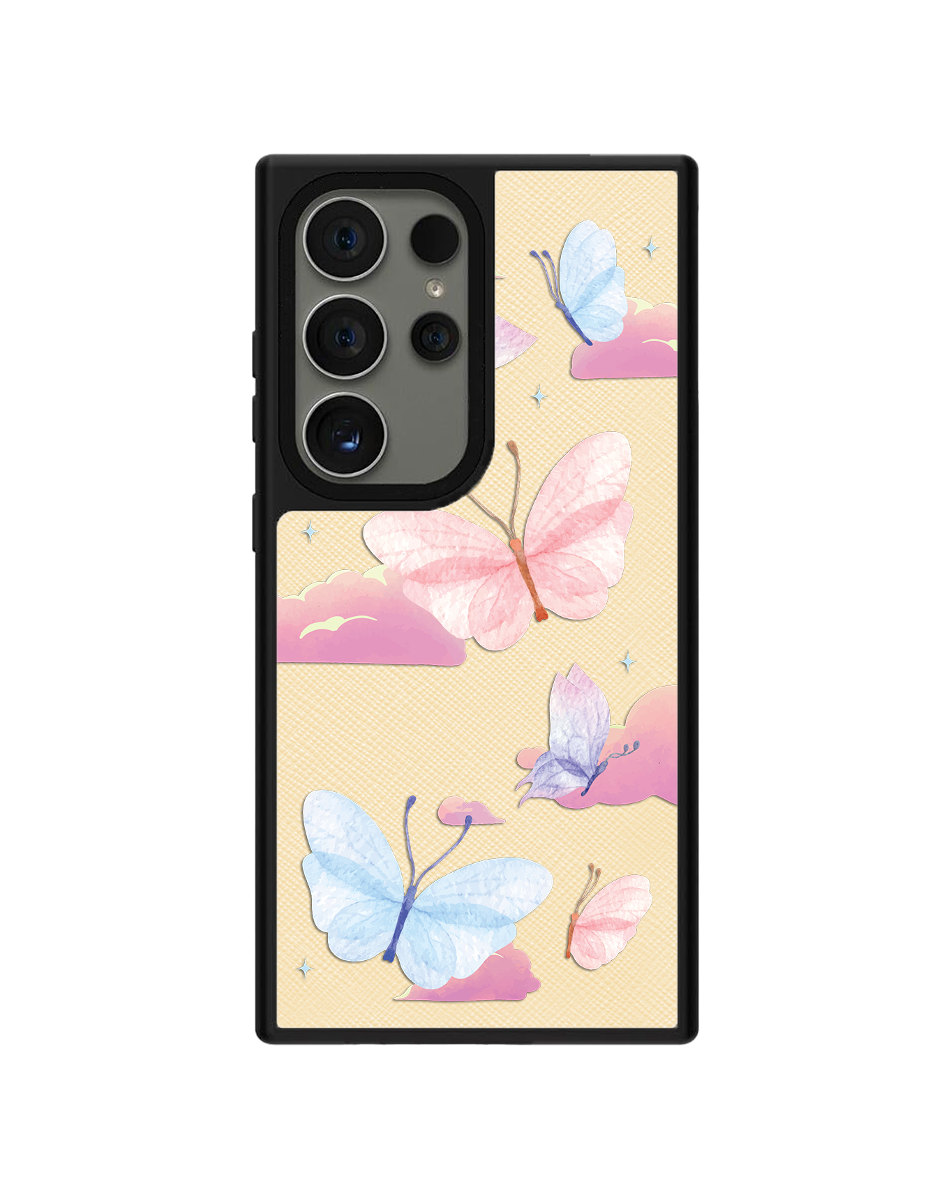 ด้ามจับหนัง Android - ลายผีเสื้อและเมฆ