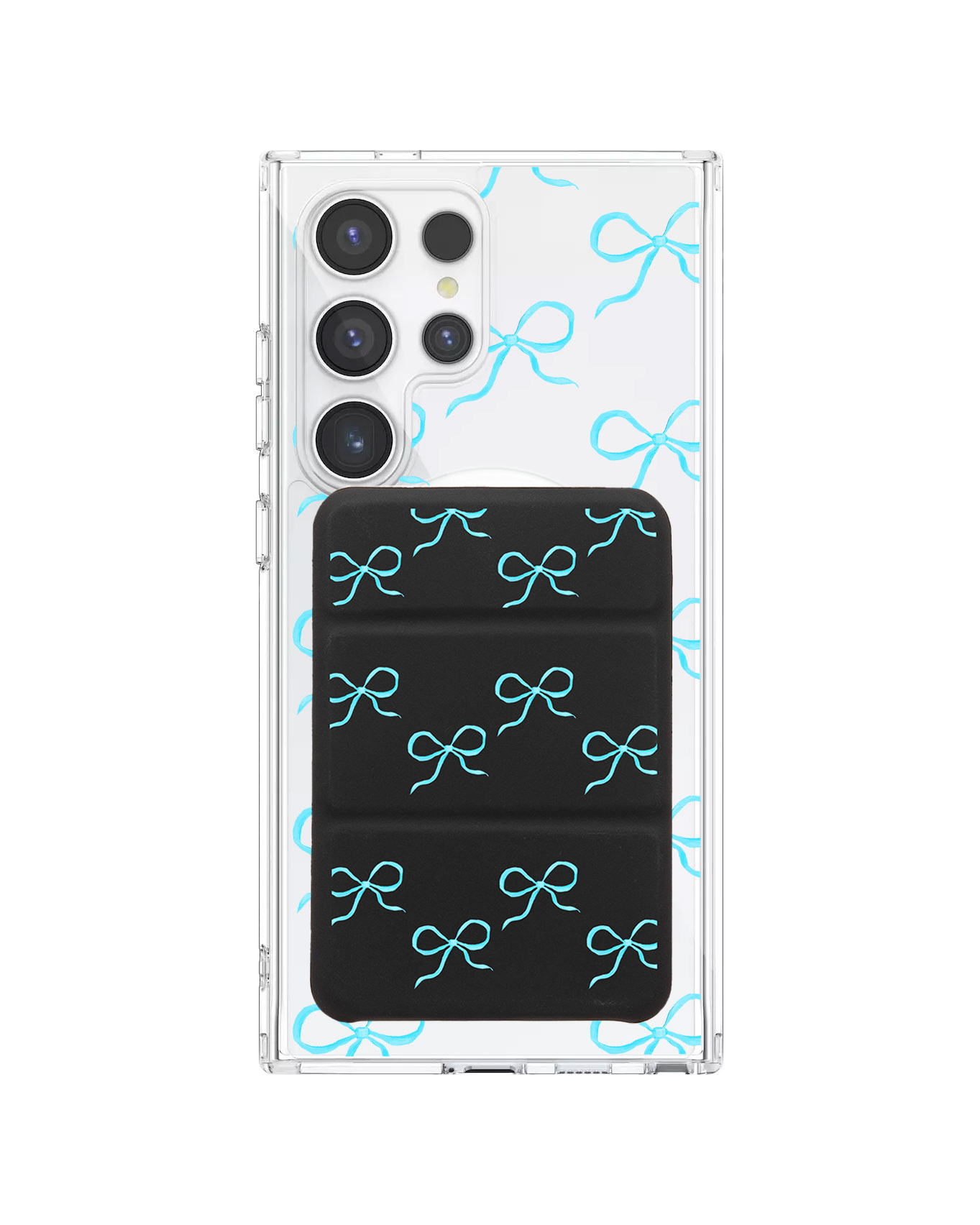 เคสกระเป๋าสตางค์พับสามทบแบบแม่เหล็กสำหรับ Android - Coquette Blue Bow