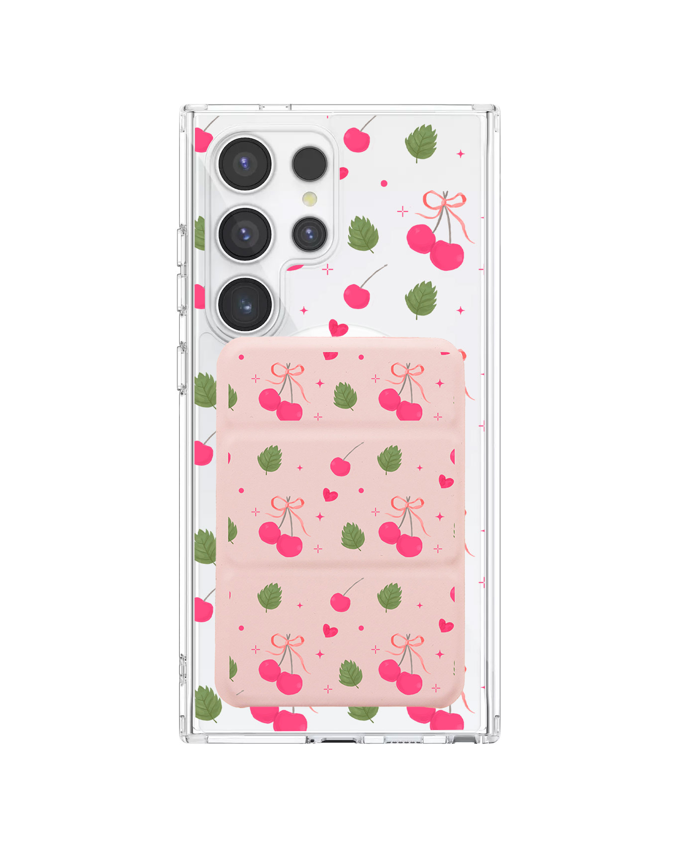เคสกระเป๋าสตางค์พับสามทบแบบแม่เหล็กสำหรับ Android - Coquette Cherry