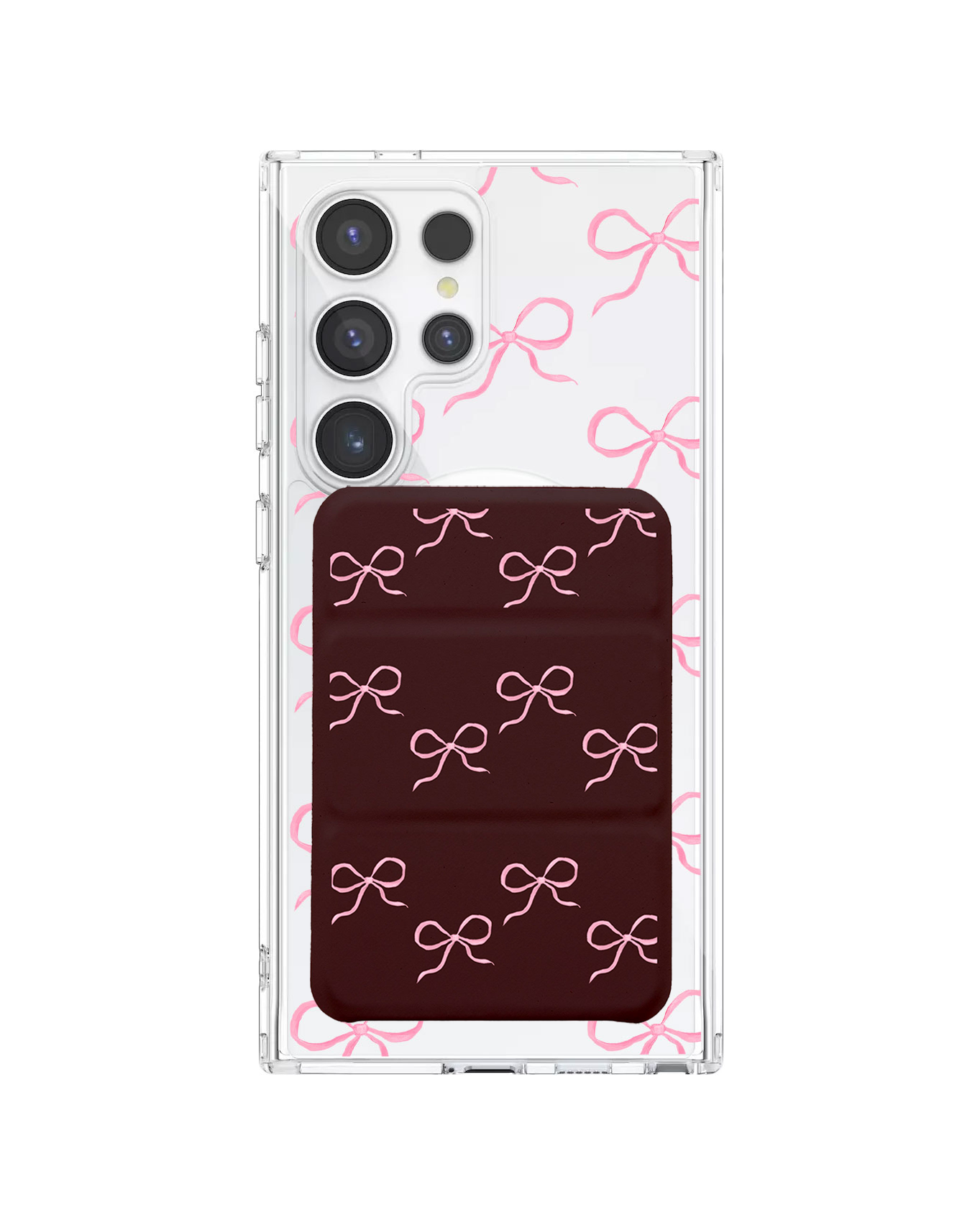 เคสกระเป๋าสตางค์พับสามทบแบบแม่เหล็กสำหรับ Android - Coquette Pink Bow