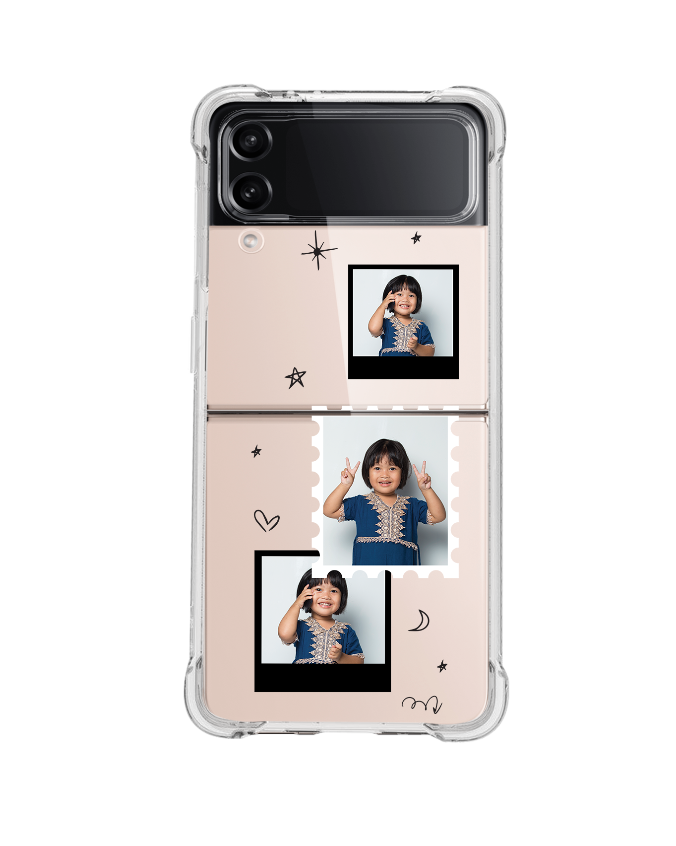 Android Flip / Fold Rearguard Hybrid - Face Grid Black Polaroid