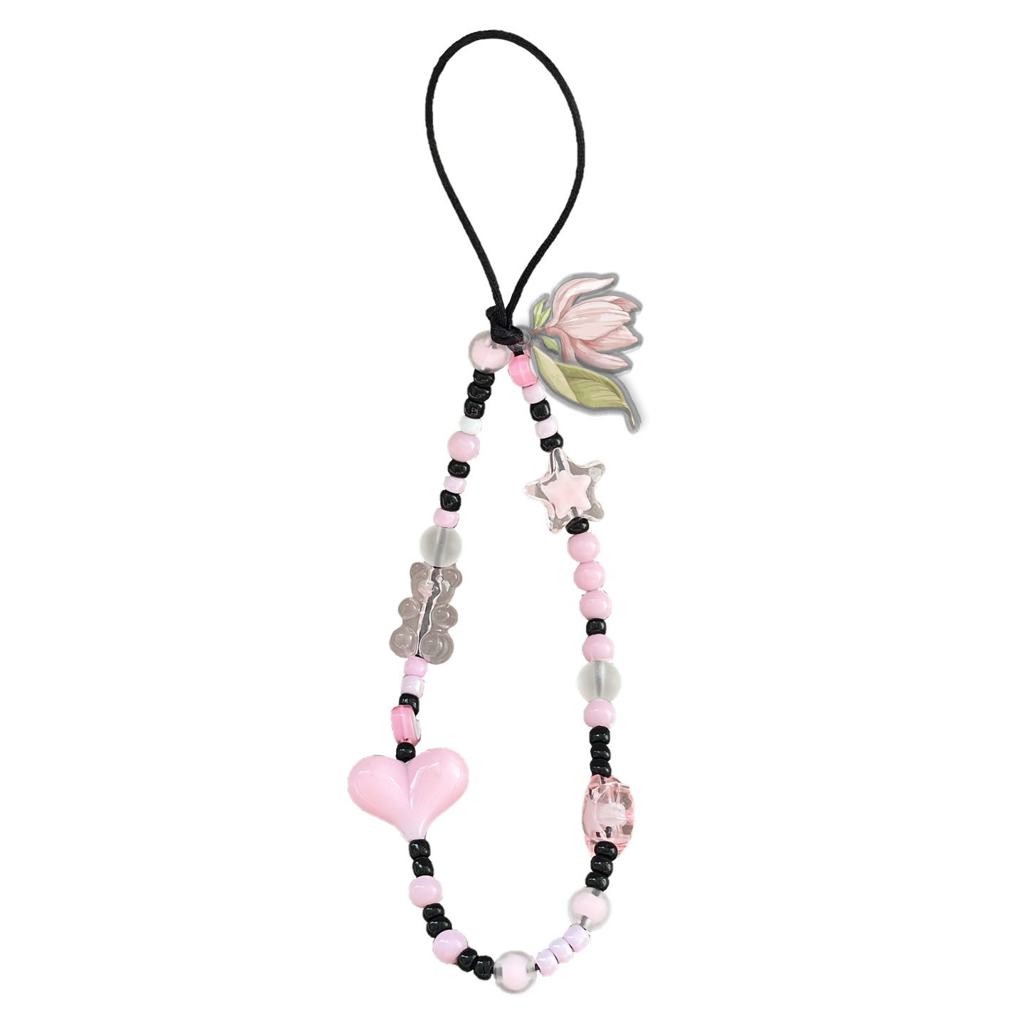 Beaded Strap with Acrylic Charm - Azalea