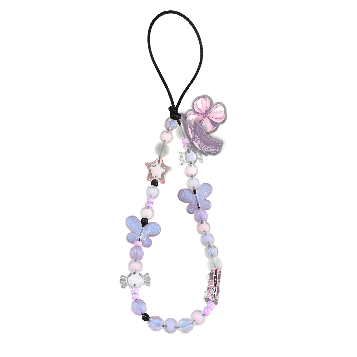 Beaded Strap with Acrylic Charm - Batik Floral