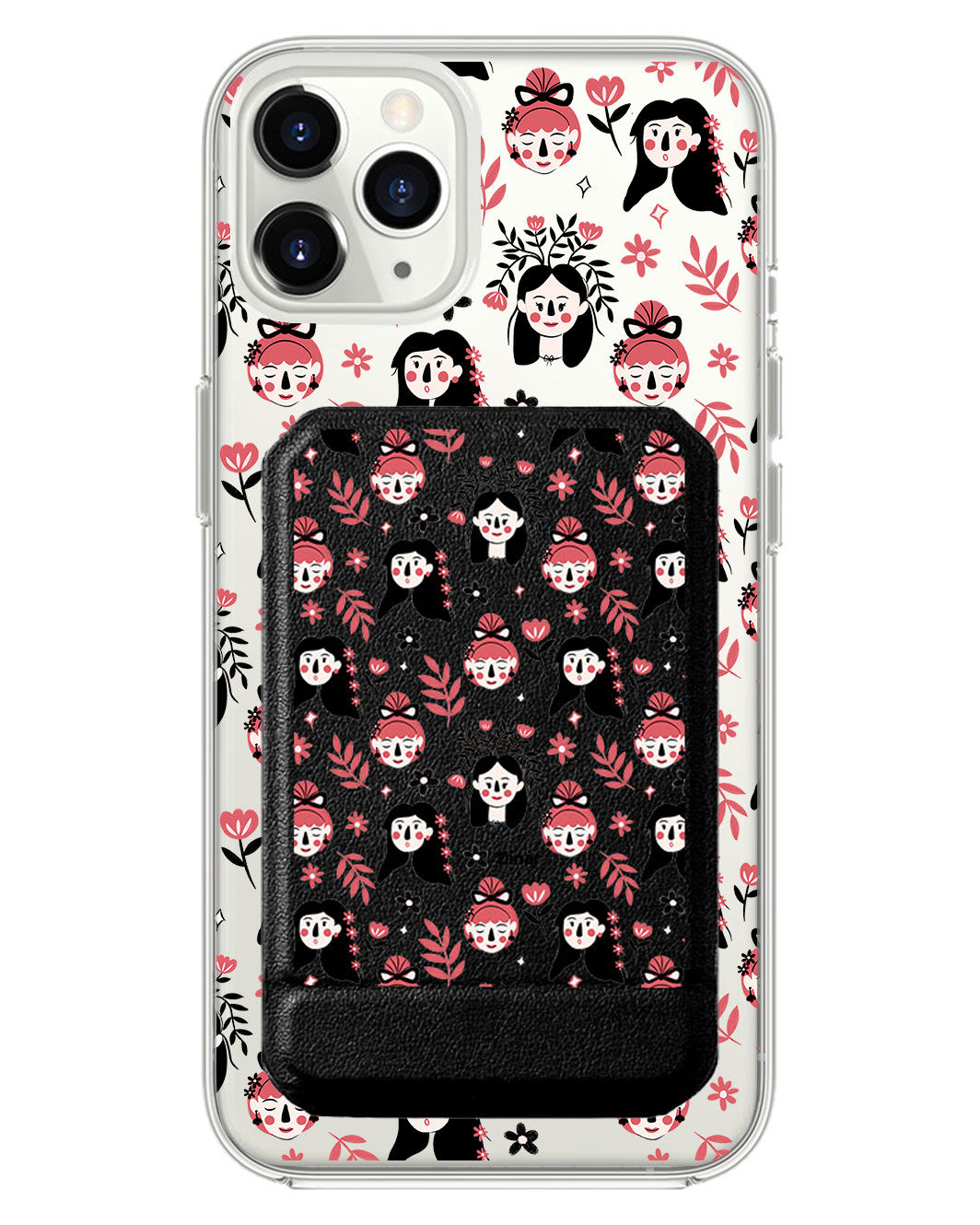 iPhone Magnetic Multifold Wallet - Flowery Faces