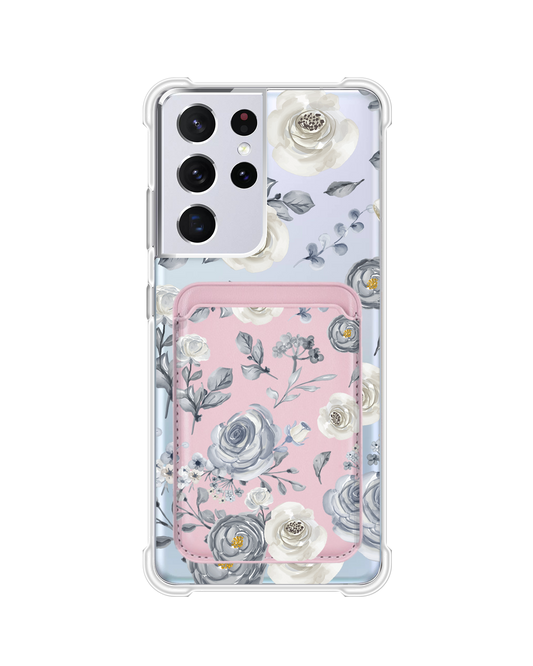 Android Magnetic Wallet Case - Blue Rose