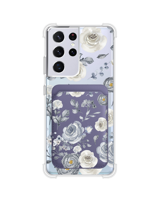 Android Magnetic Wallet Case - Blue Rose