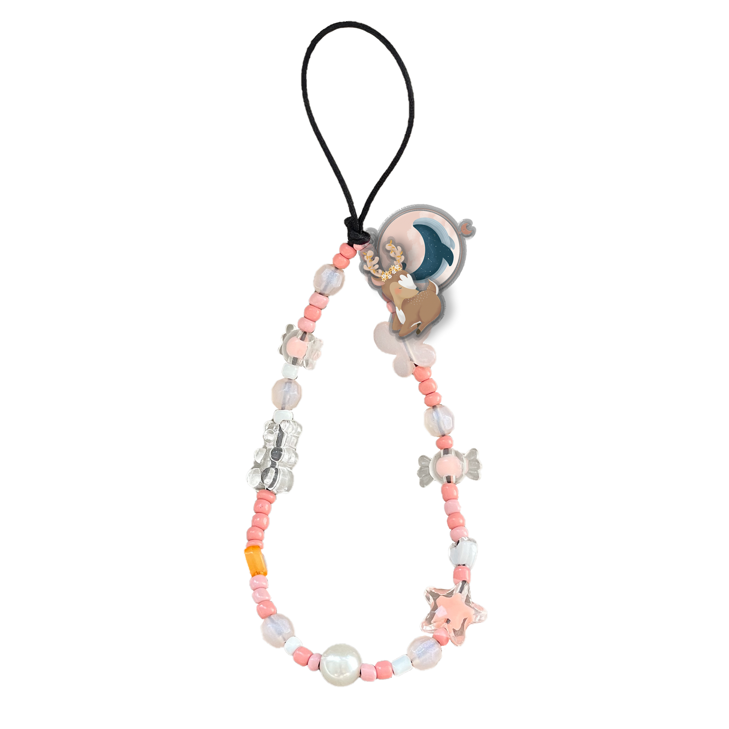 Beaded Strap with Acrylic Charm - Boho