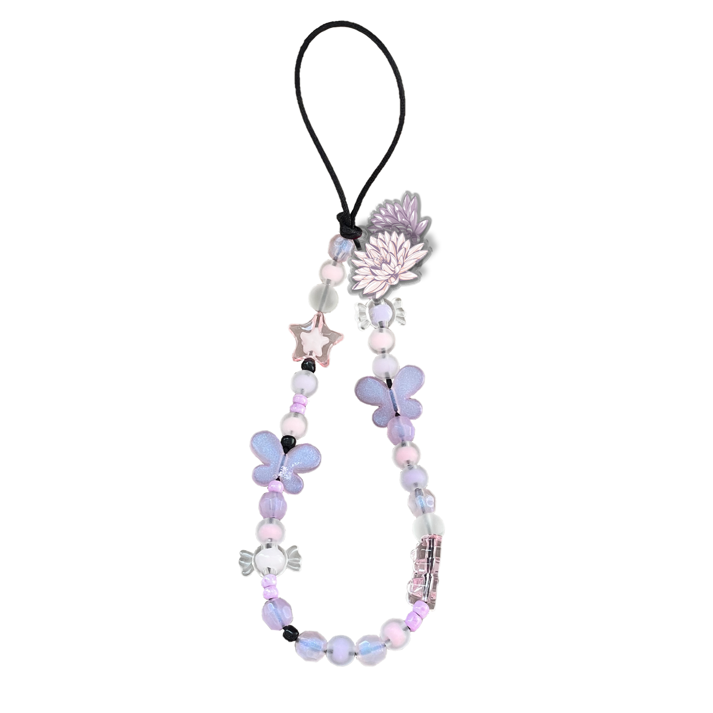 Beaded Strap with Acrylic Charm - Dahlia