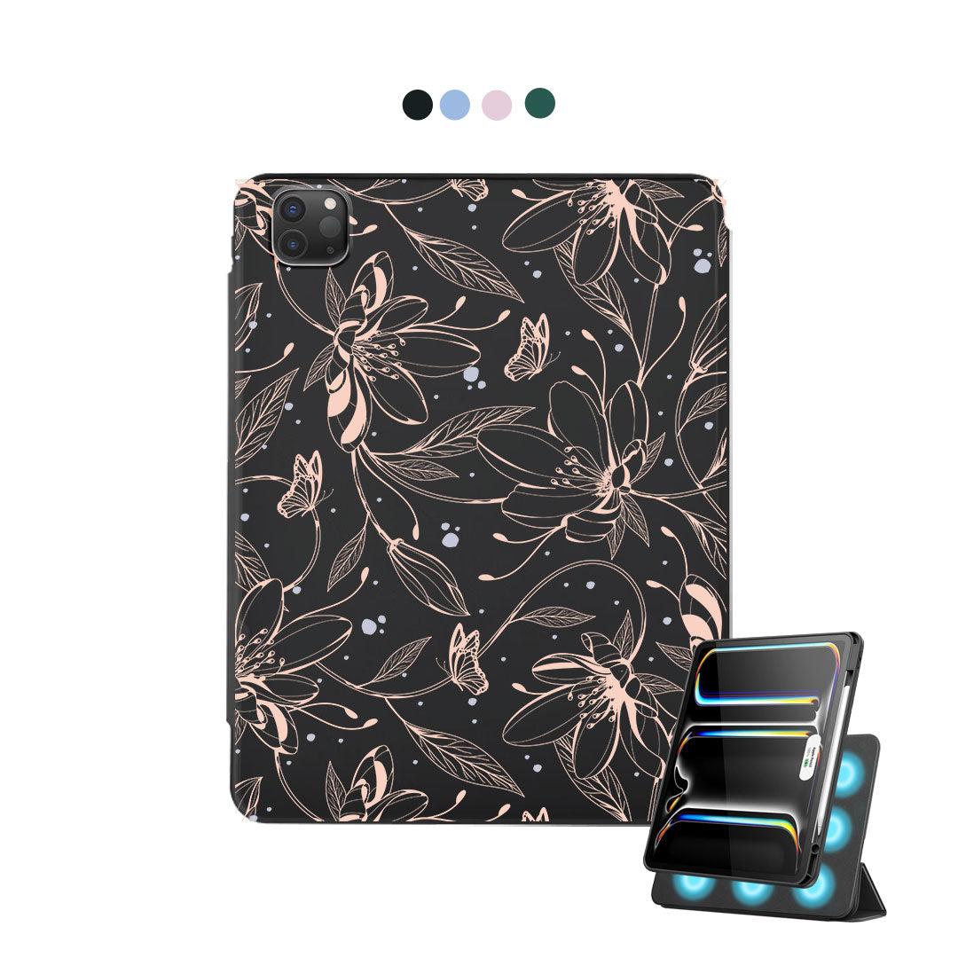 iPad Detachable Flip Cover - Sketchy Flower & Butterfly 1.0