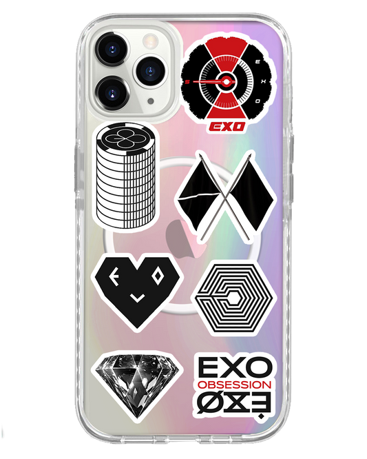 مجموعة ملصقات EXO - غطاء خلفي لهاتف iPhone Holo